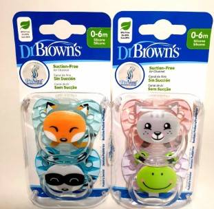 Dr. Brown Boy Pacifier Animal Faces 0-6+, ., 2pack